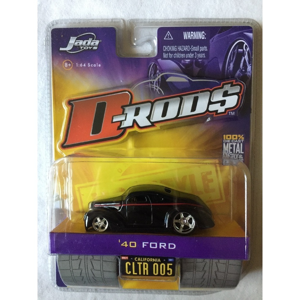 Jada D-Rods '40 1940 Ford Black Die Cast Car 1/64 Scale Rubber Tires 2005 Wave 1